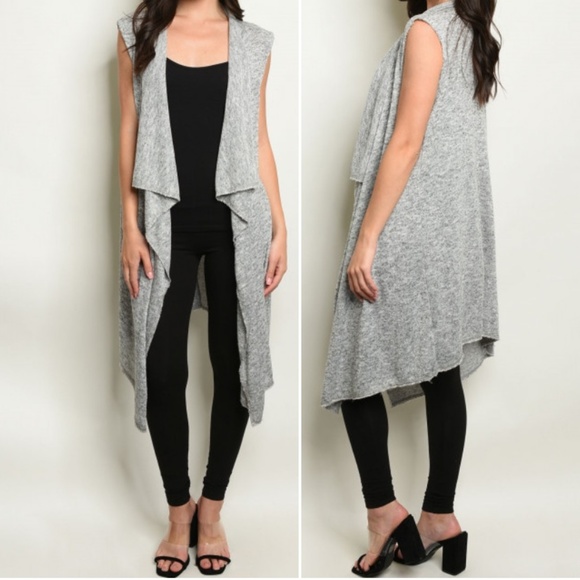 Trend Setter Diva Boutique Jackets & Blazers - GREY DUSTER VEST TOP